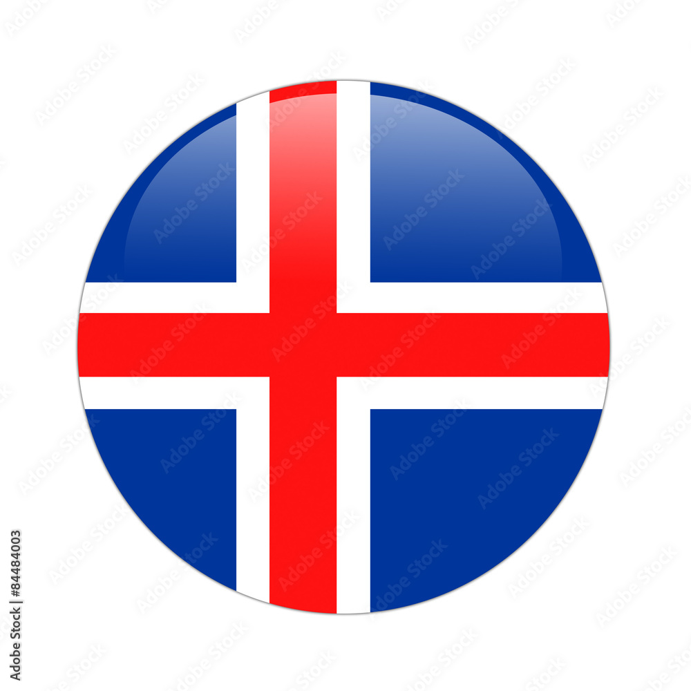 Iceland flag button on white Iceland flag button on white
