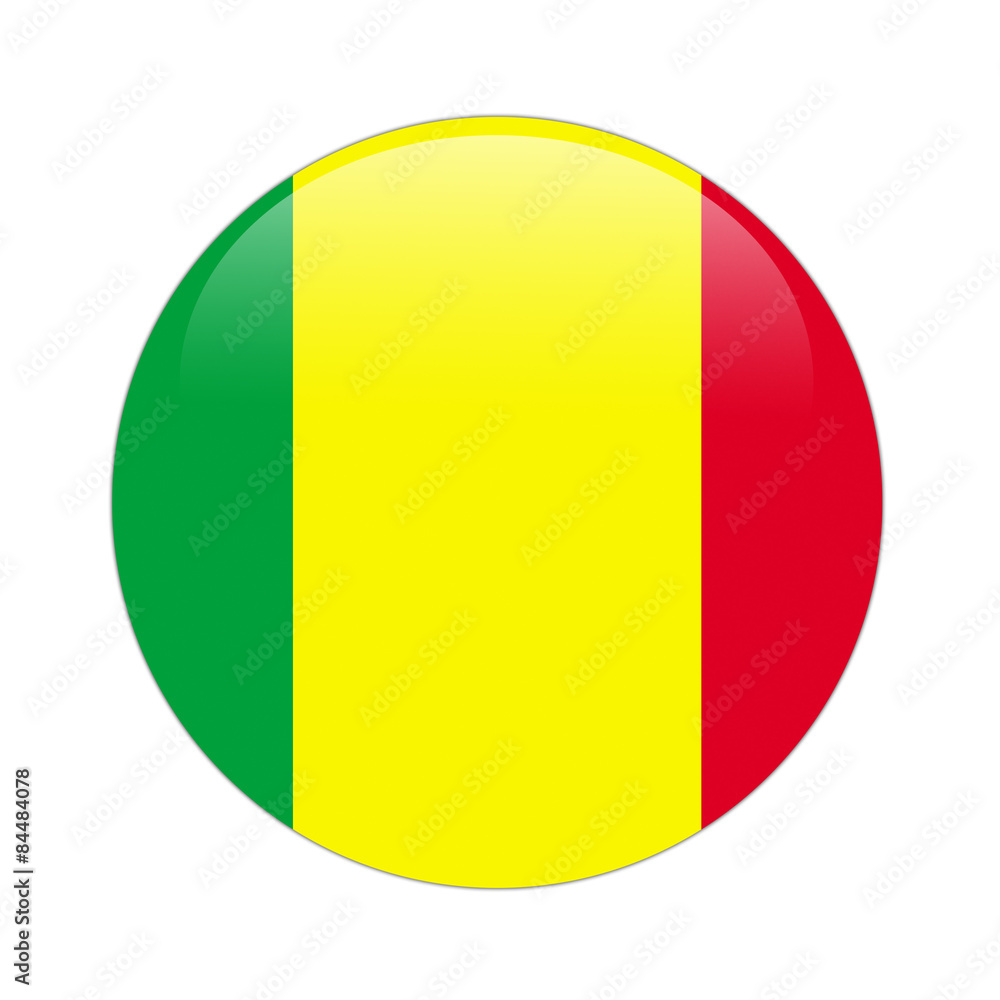 Fototapeta premium Mali flag button on white