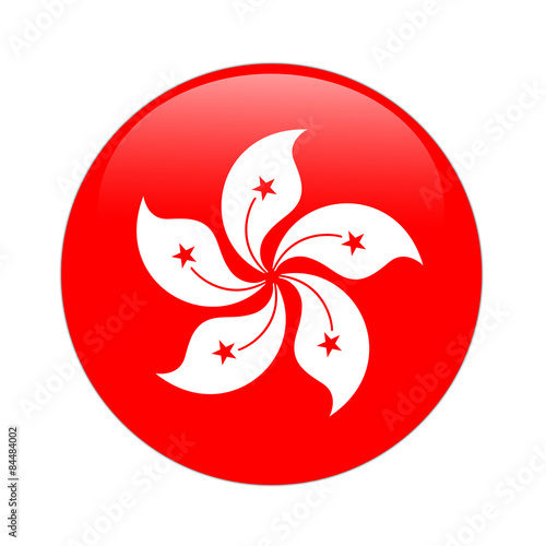 Hong Kong flag button on white