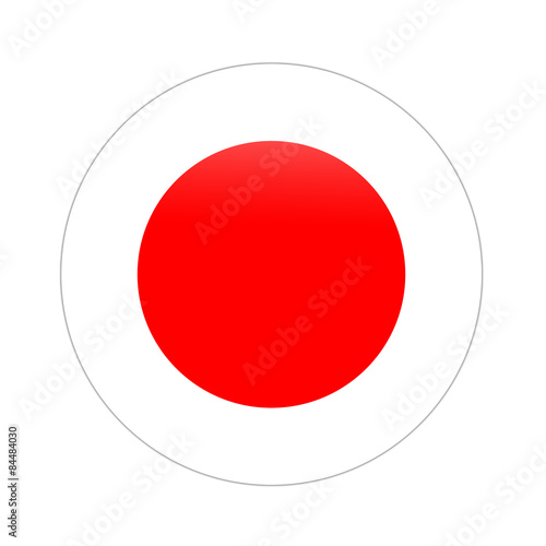 Japan flag button on white