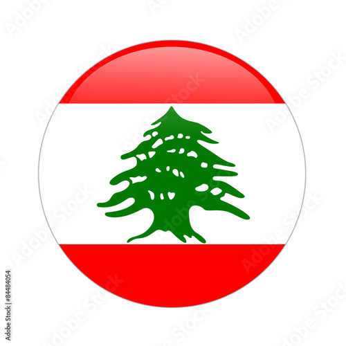 Lebanon flag button on white