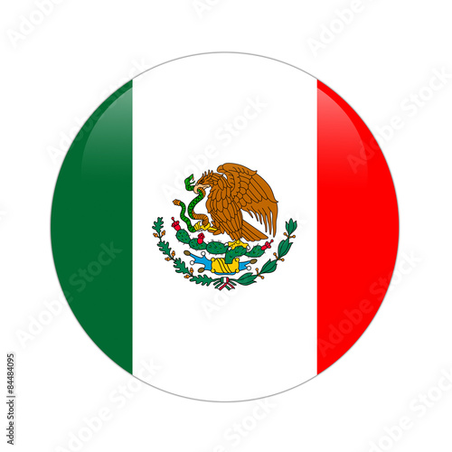 Mexico flag button on white
