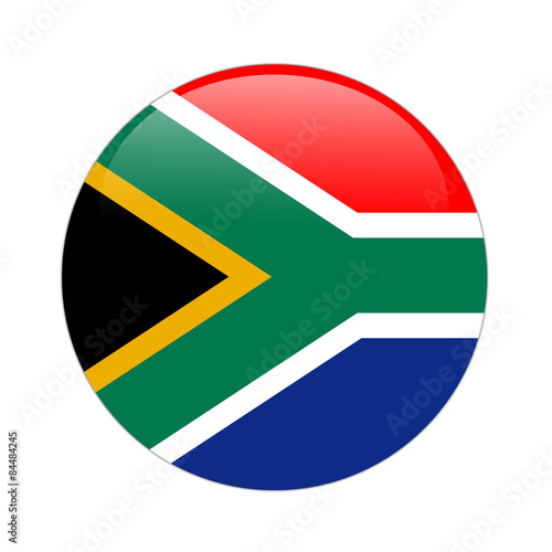 South Africa flag button on white