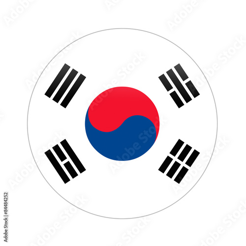 South Korea flag button on white