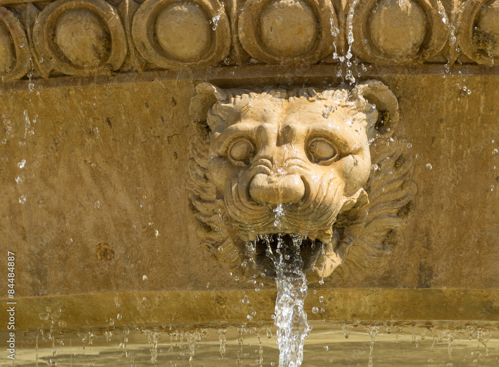 Tête de lion, fontaine de Nîmes