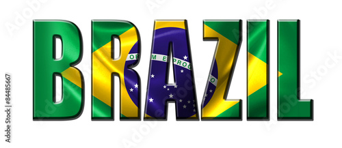 Text concept with Brazil waving flag