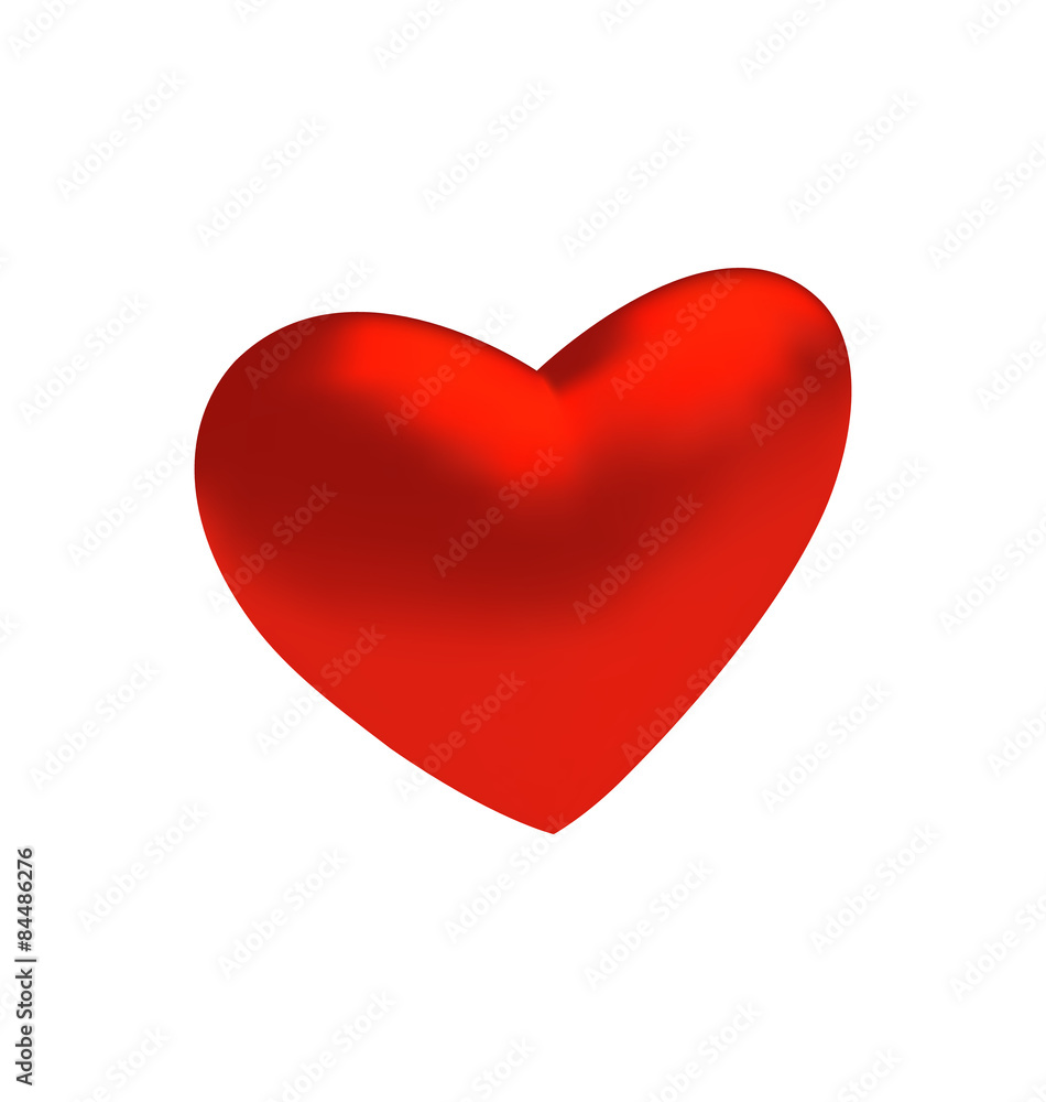 Red three-dimensional heart isolated on white background Red three-dimensional heart isolated on white background