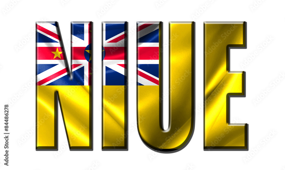 Text concept with Niue waving flag