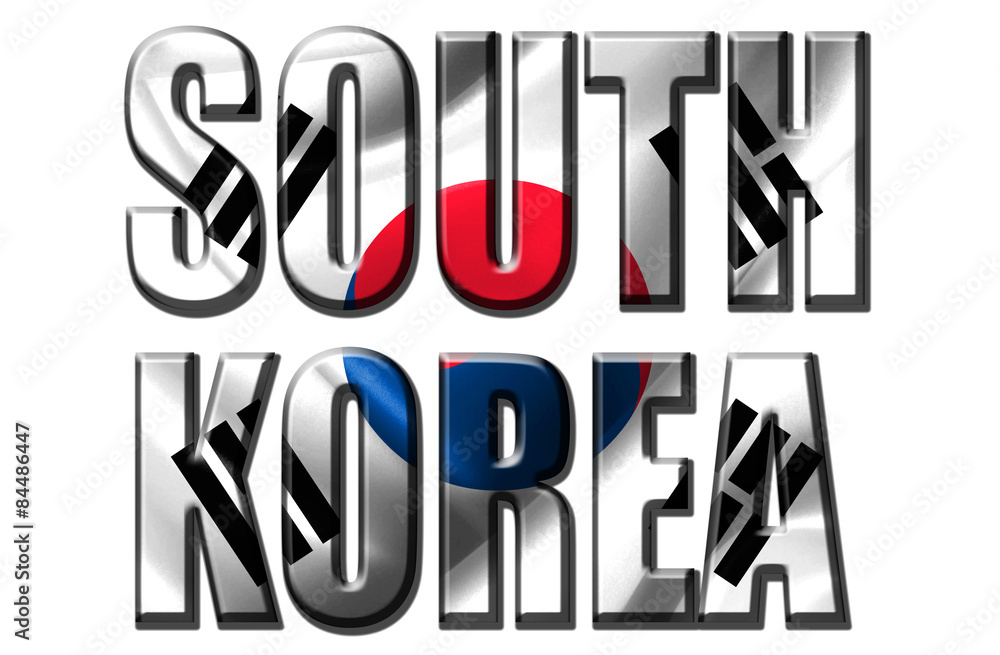 Text concept with South Korea waving flag