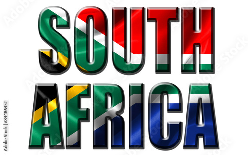 Text concept with South Africa waving flag