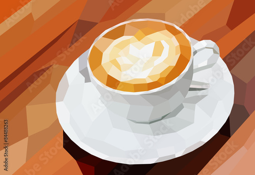 Low poly cup coffee vector beverage background