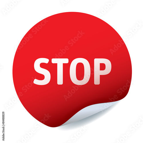 Red vector sticker text STOP