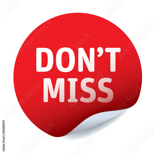 Red vector sticker text DON'T MISS