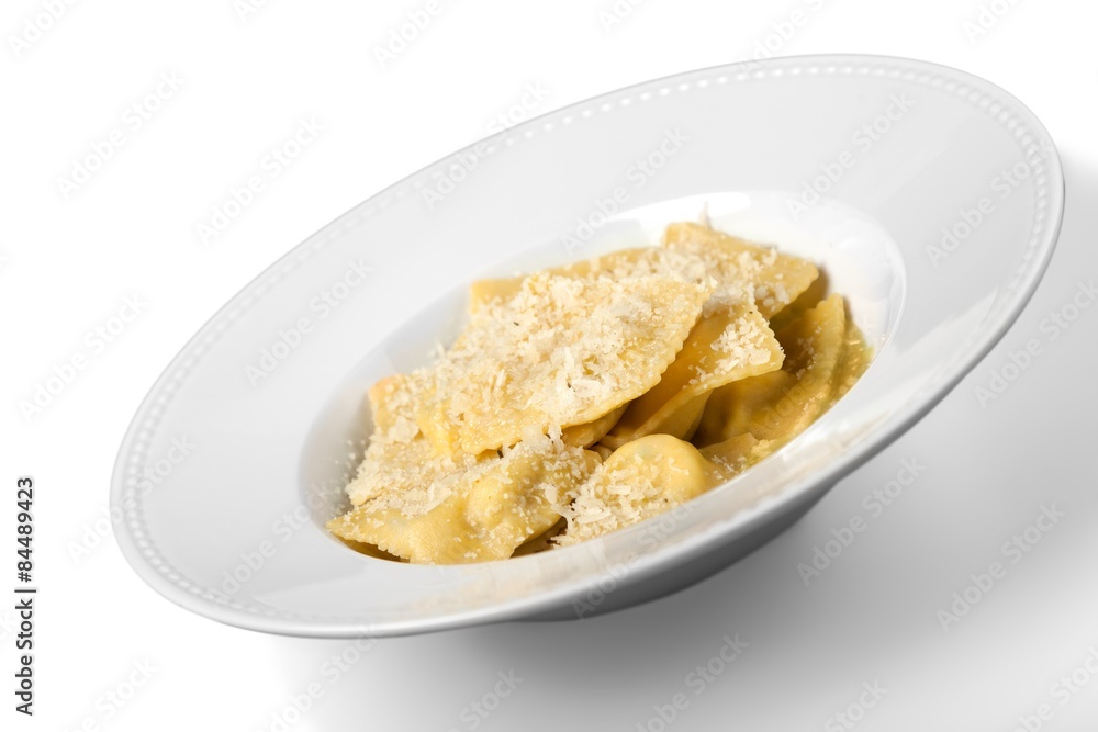 Ravioli, Pasta, Plate.