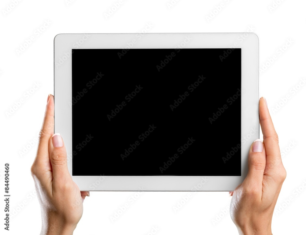 Tablet, hand, phone. Tablet, hand, phone.