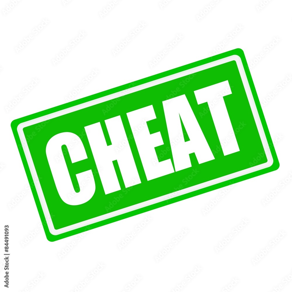 Cheat white stamp text on green background Cheat white stamp text on green background