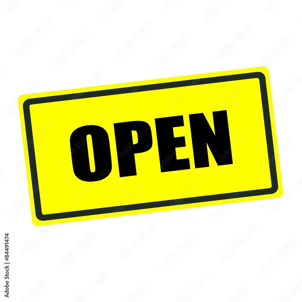 Open back stamp text on yellow background Open back stamp text on yellow background