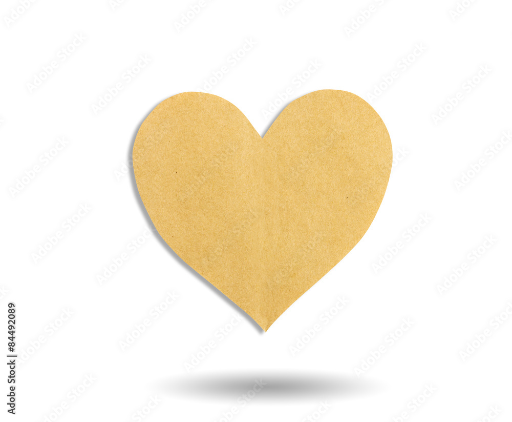 Brown paper heart on white background Brown paper heart on white background