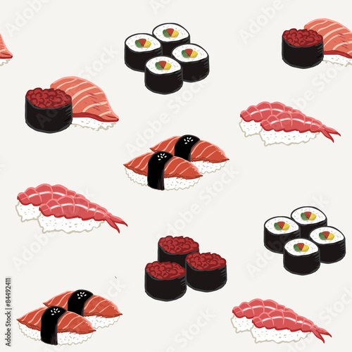 attractive sushi collection set seamless background
