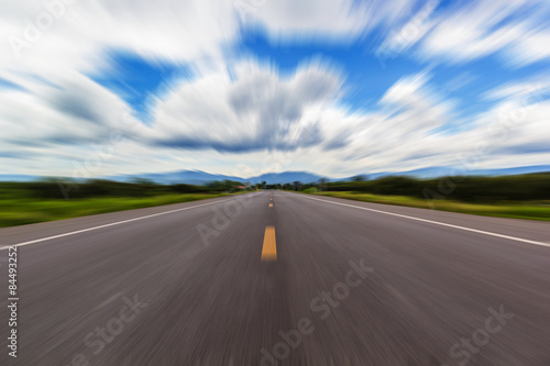 Motion blur of a rural road to infinity © aireo