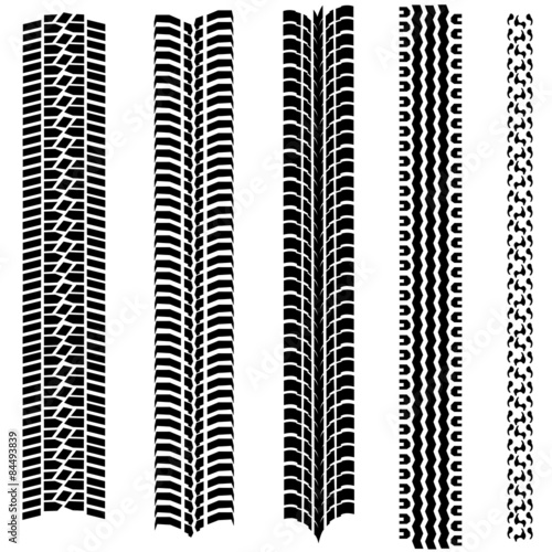 vector set of 5 tire tracks