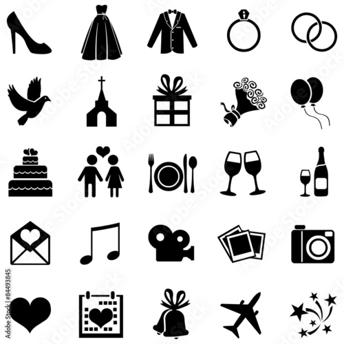 Vector Set of 25  Wedding Icons