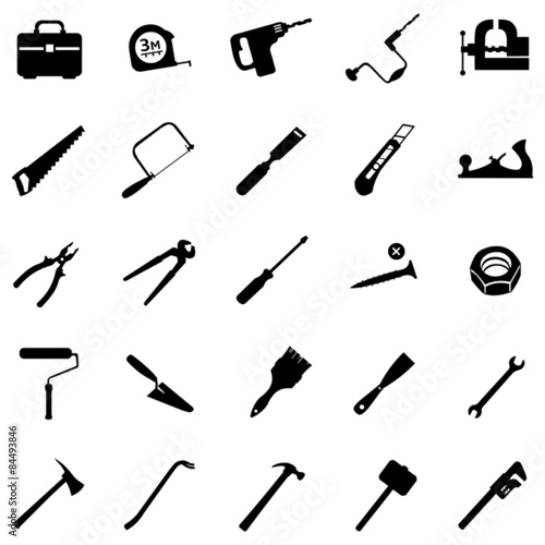 vector set of 25 tool icons