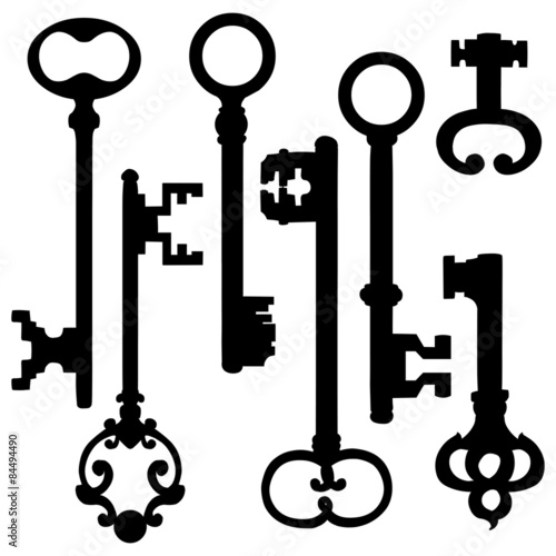 Vector Set of Silhouette Antique Keys