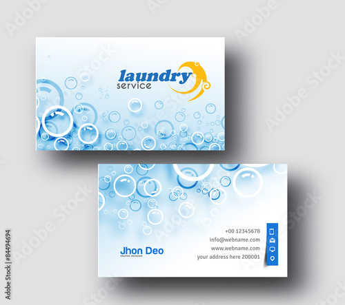Laundry Service Business Card Vector Template.