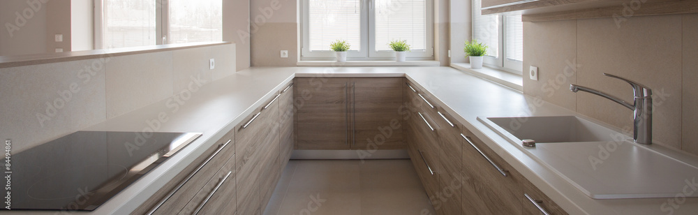 Fototapeta premium Long passage in kitchen