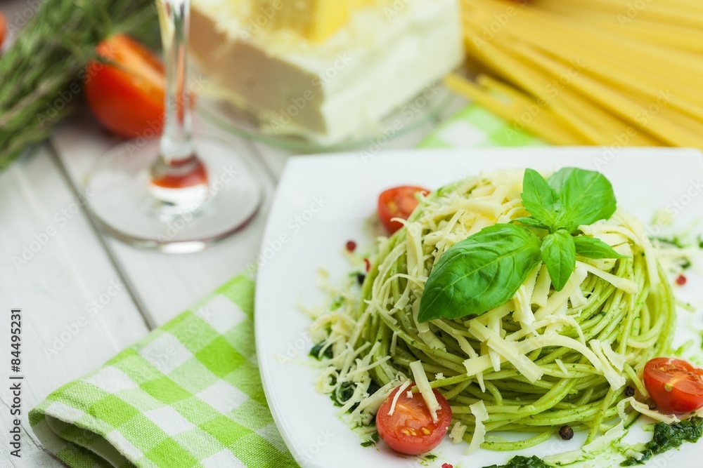Italian pasta, tomato slice, italian cuisine. Italian pasta, tomato slice, italian cuisine.