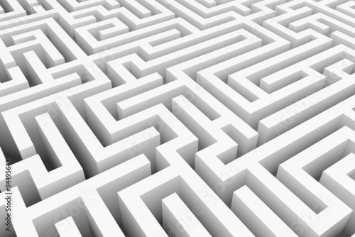 White maze  complex way to find exit.