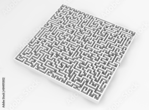 White maze, complex way to find exit.