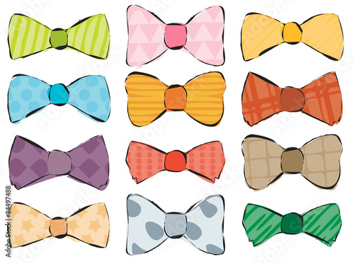 A set of hand drawn stylish bow ties