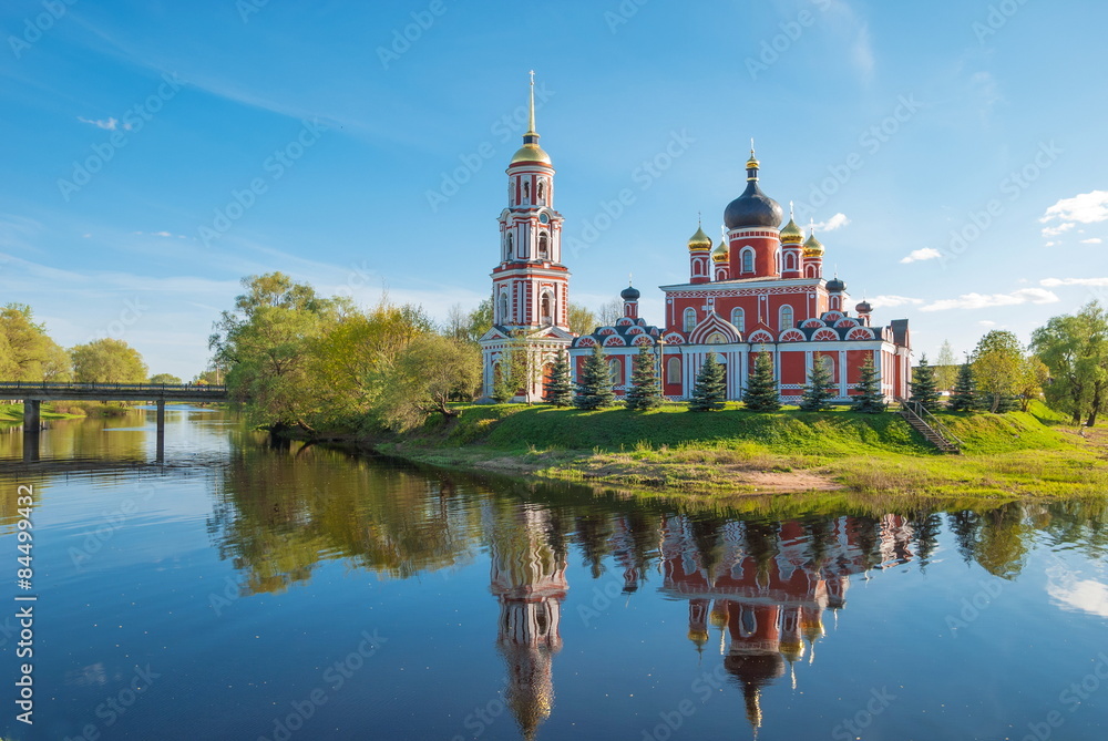 Cathedral of Transfiguration on river Polist in ancient Russian city of Staraya Russa