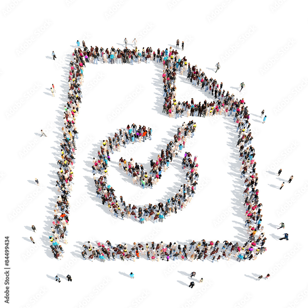 people in the shape of a check mark. people in the shape of a check mark.