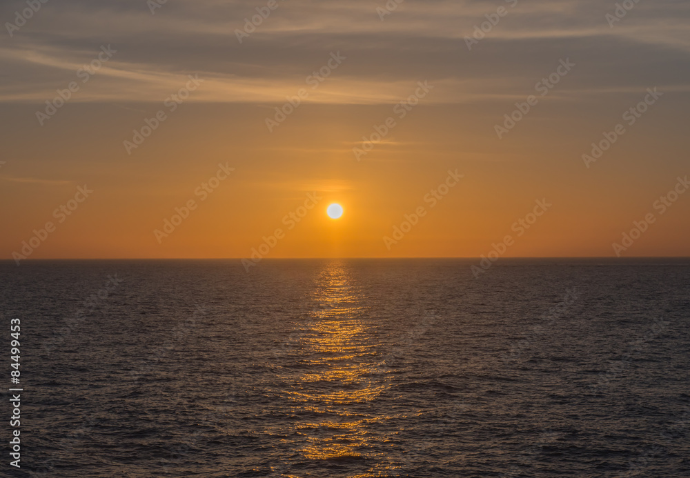 Background, Sunset view at Baltic Sea from cruise. 