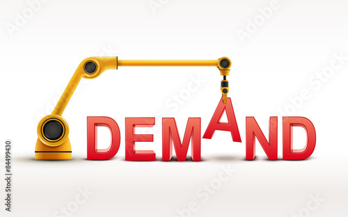 industrial robotic arm building DEMAND word