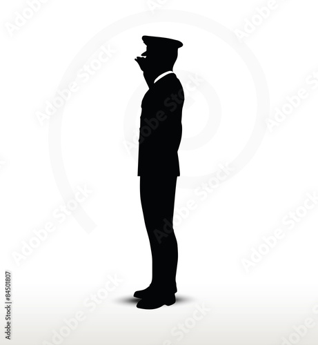 army general silhouette with hand gesture saluting