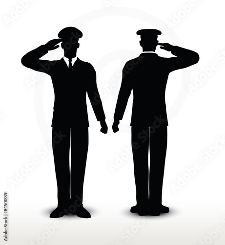 army general silhouette with hand gesture saluting