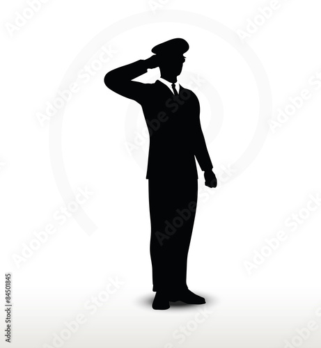 army general silhouette with hand gesture saluting