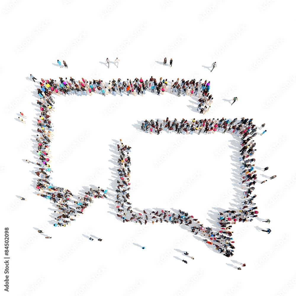 People in the shape of a chat bubble. People in the shape of a chat bubble.
