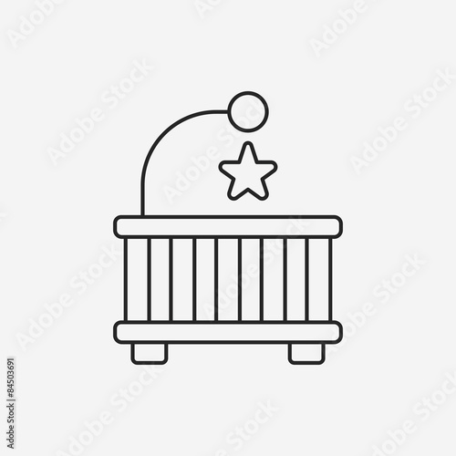 baby bed line icon