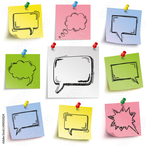 Colored Sticks Pins Speech Bubbles