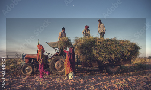 India Family Faeming Harvesting Crops Concept photo