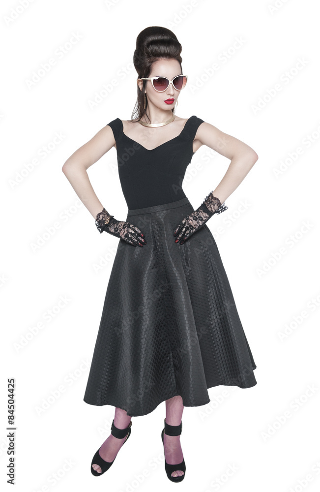Young beautiful woman in retro pin up style posing Young beautiful woman in retro pin up style posing