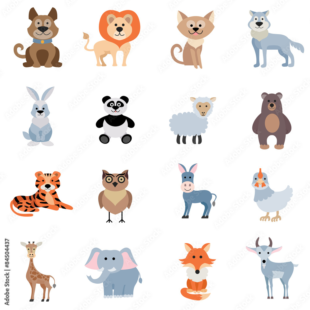Obraz premium Wild And Home Animals Set