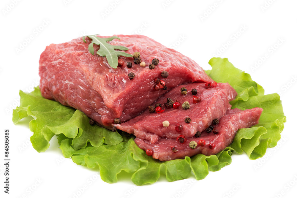 Fresh raw meat isolated on a white background.