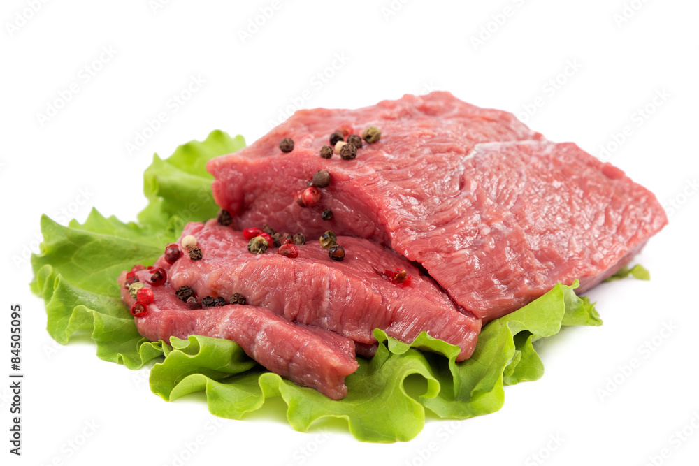Fototapeta premium Fresh raw meat isolated on a white background.