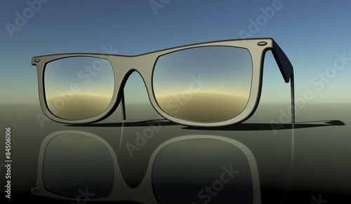 sun glasses on  a back ground